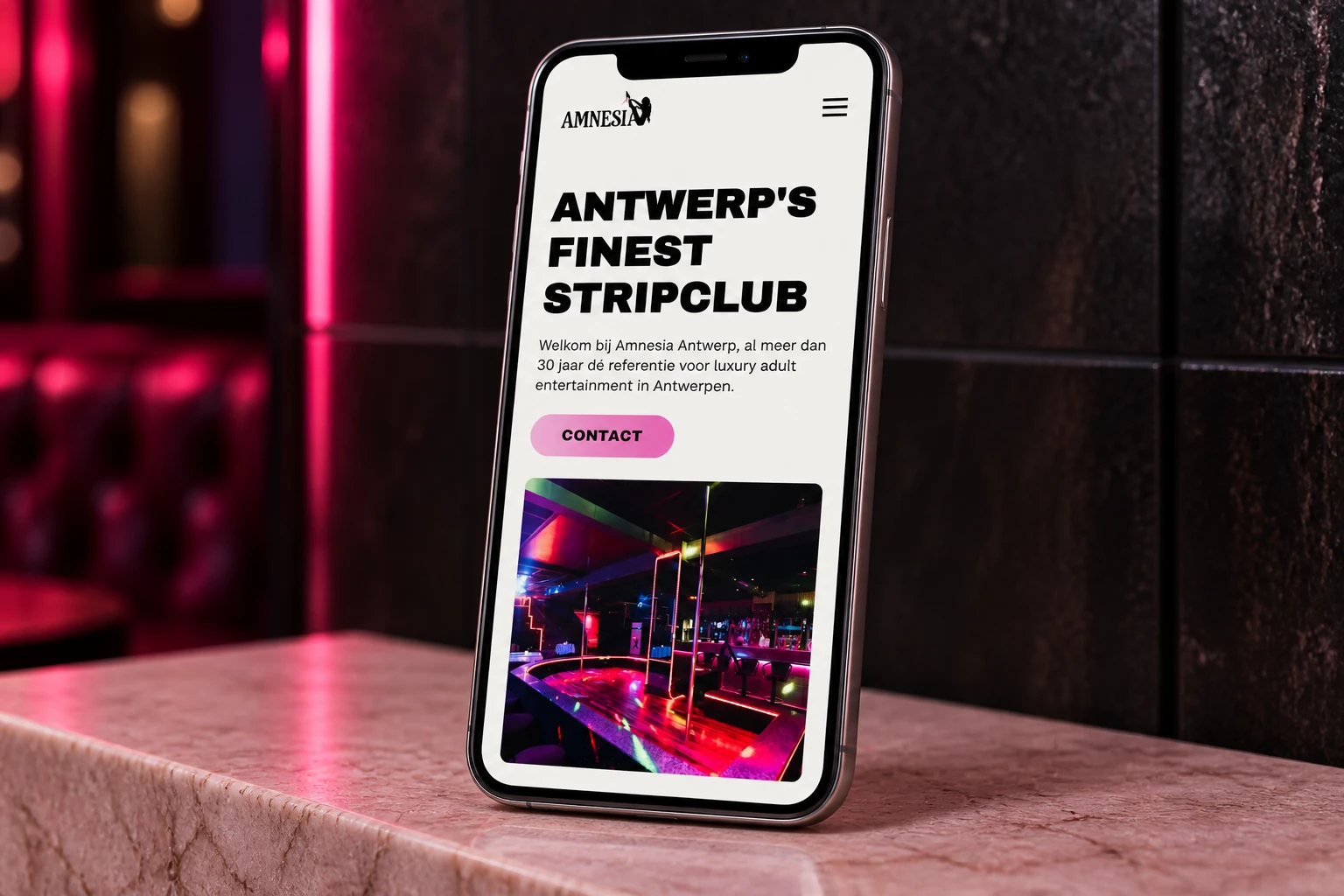 Het websiteontwerp op mobiel.
