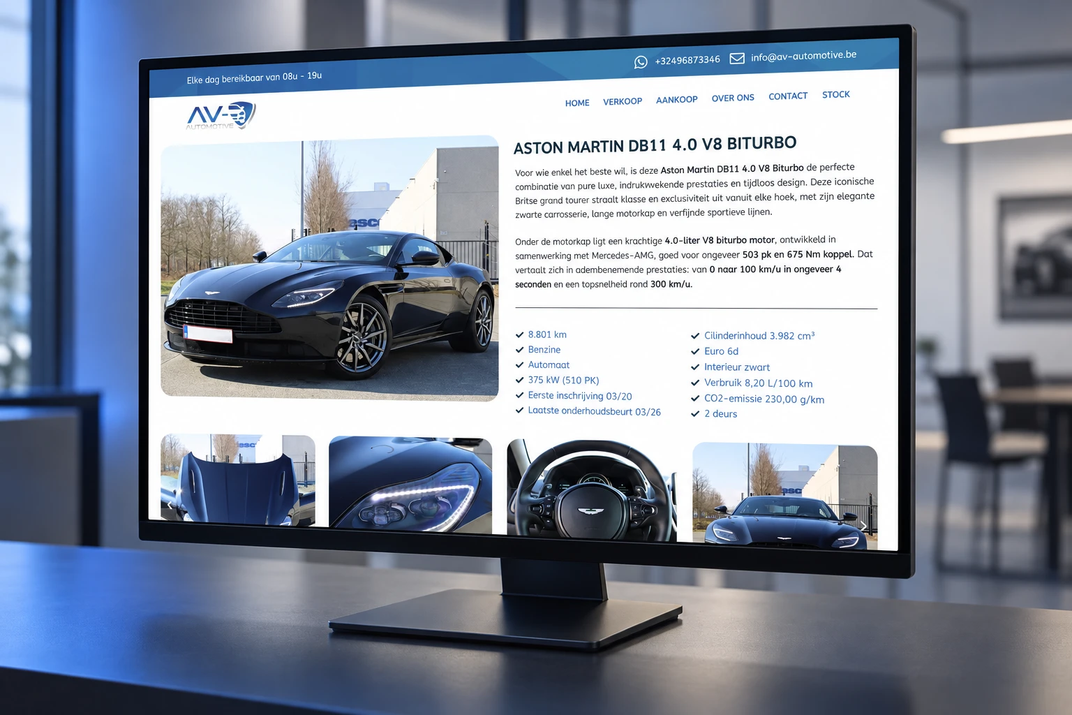 Voertuigdetail van AV Automotive op een monitor
