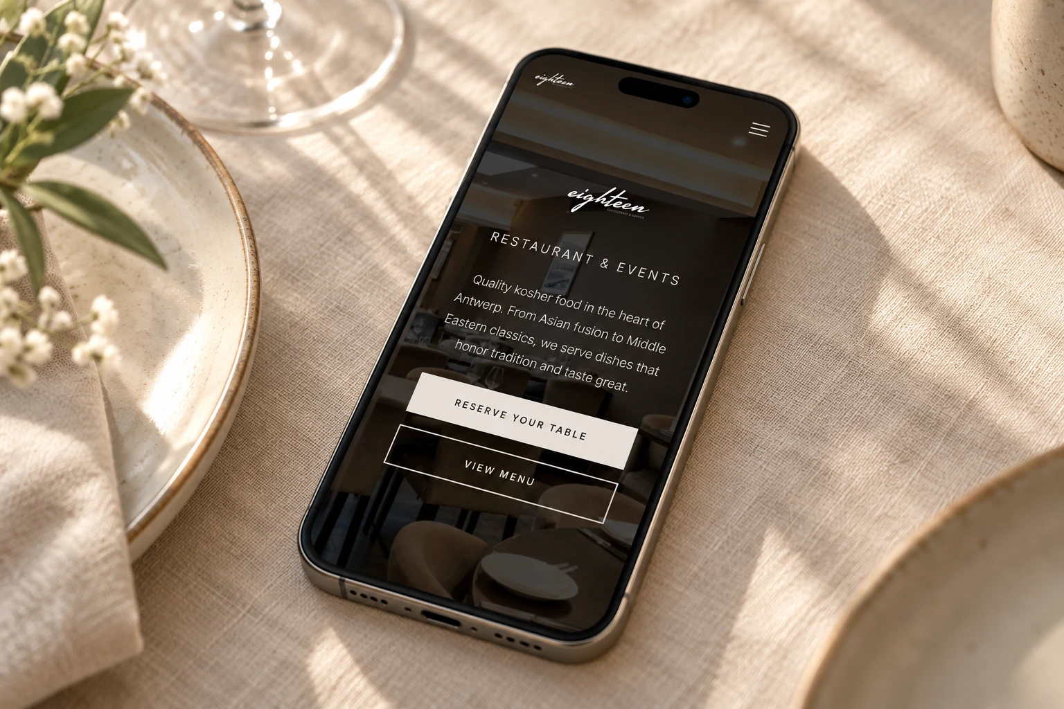 De mobiele presentatie van het restaurant.