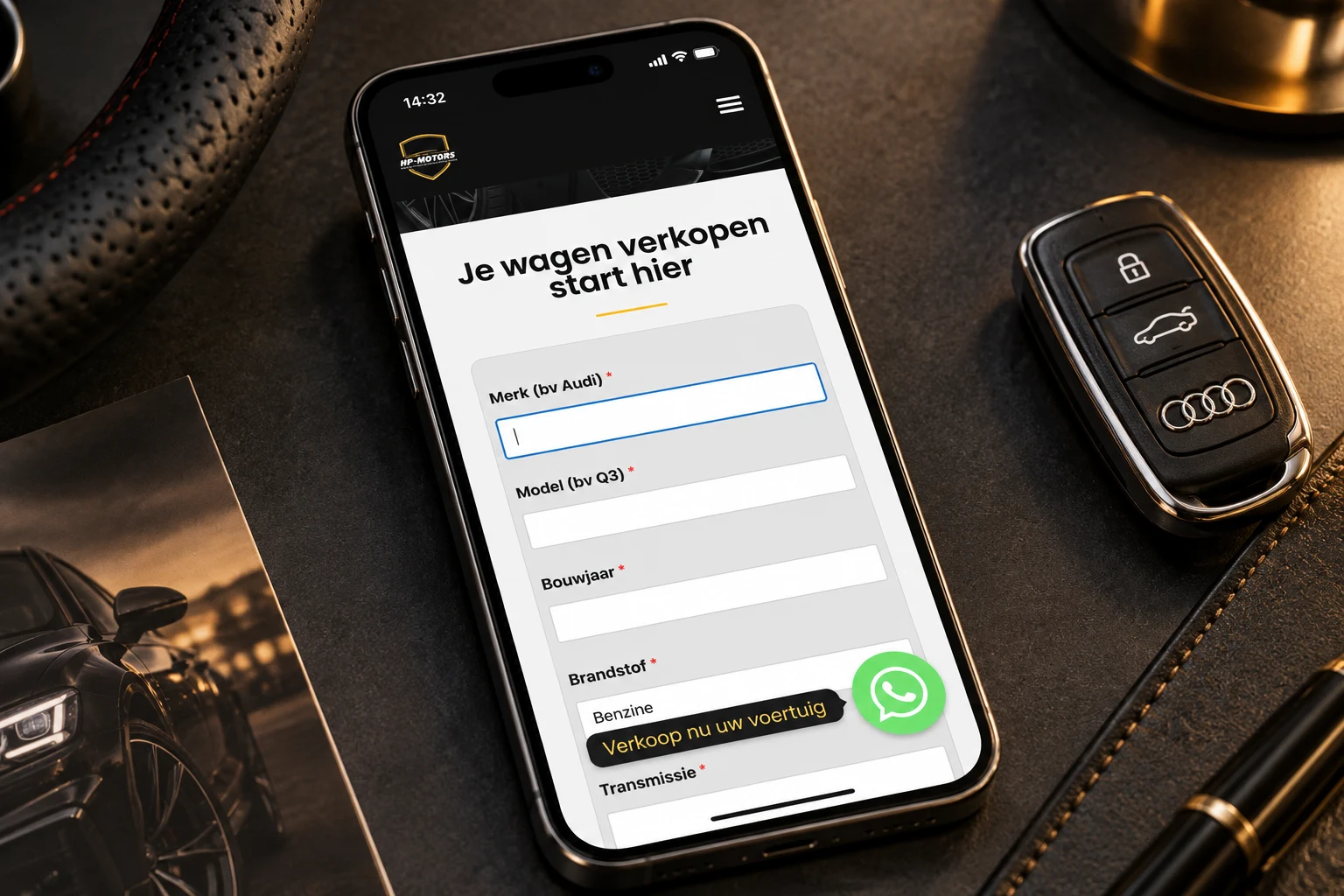 HP Motors: Aanvraagformulier op mobiel