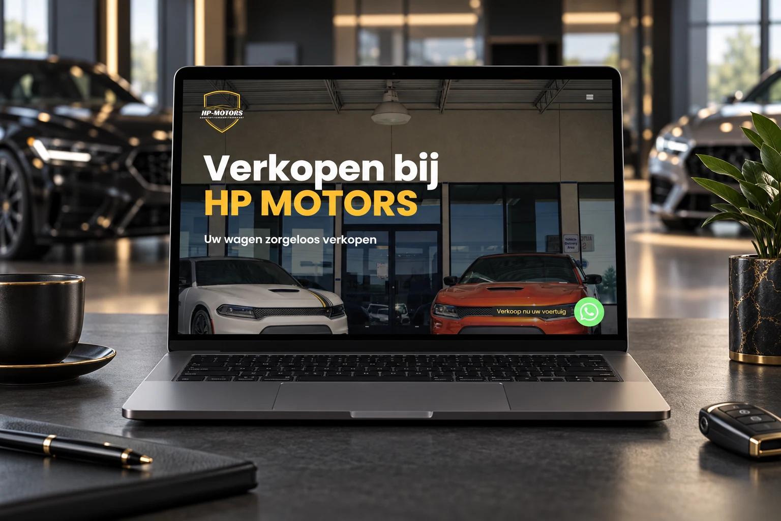 HP Motors: Verkooppagina op laptop
