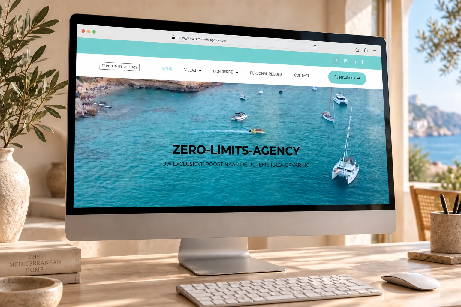 De Ibiza-homepage op desktop.