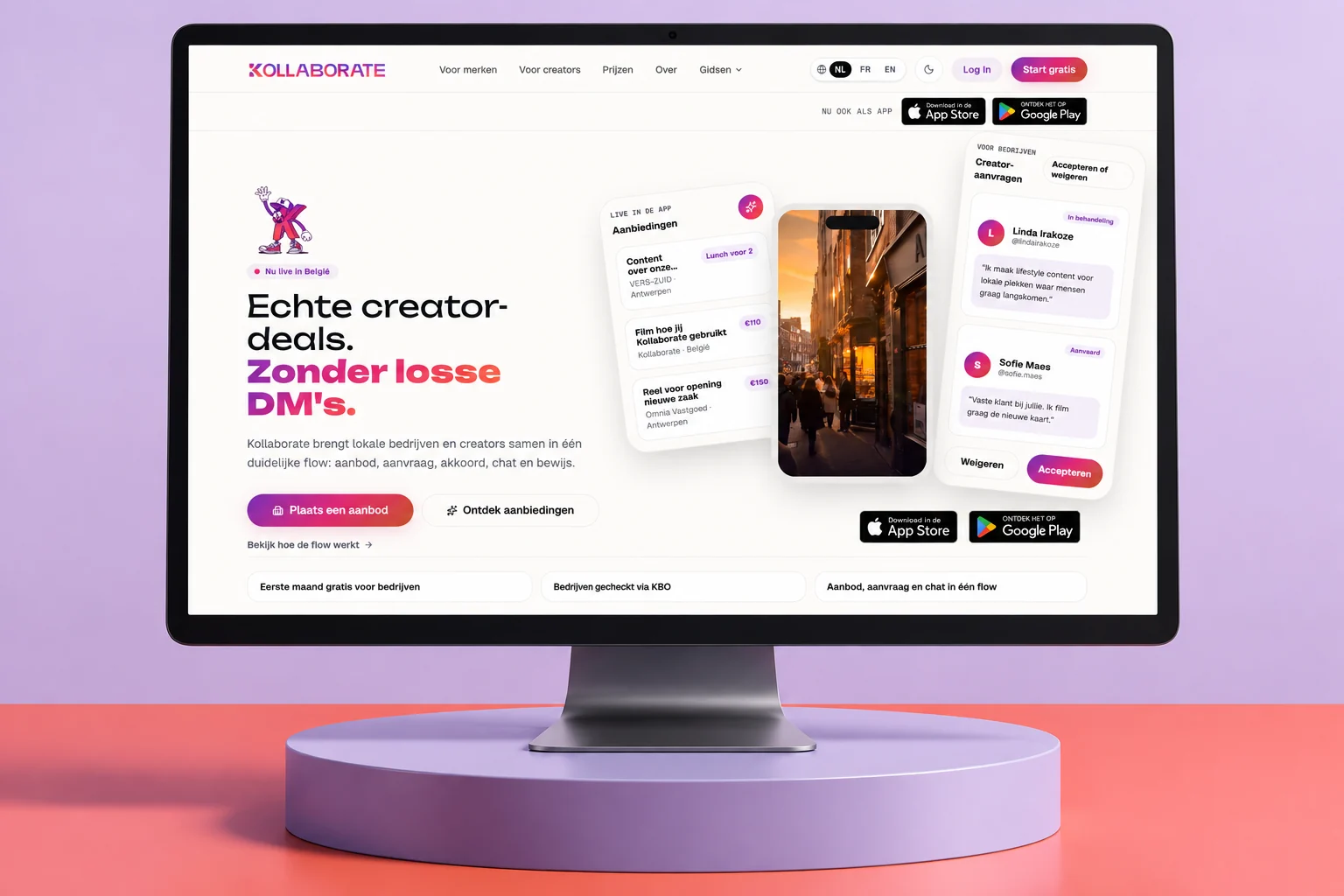 De website van Kollaborate, het digitale platform