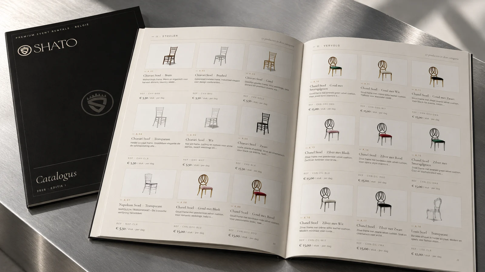 Producten geordend in het catalogusontwerp.